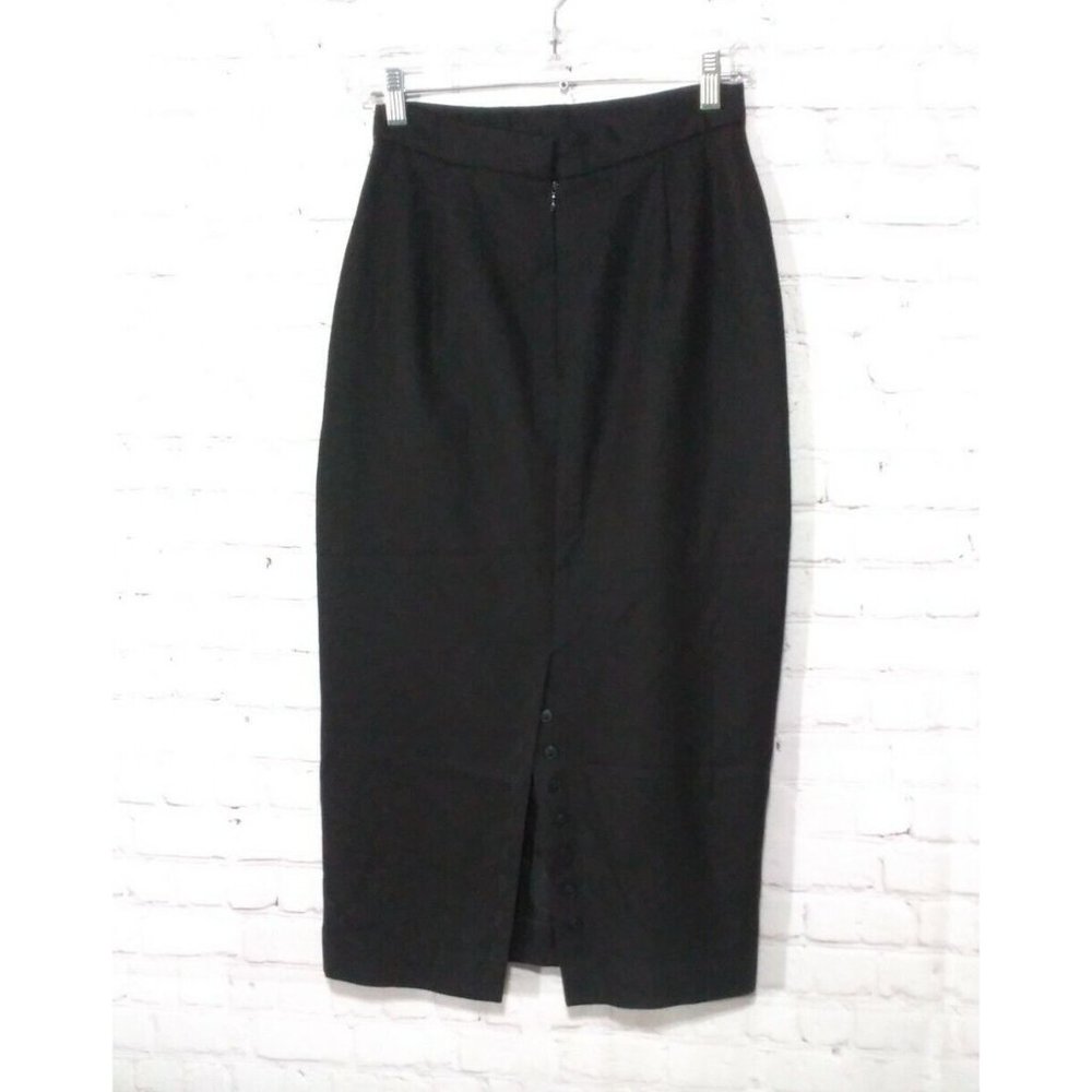 Alison Mccabe Long Skirt Women’s Size 8 Black Career 100% Wool Made In Usa View 2